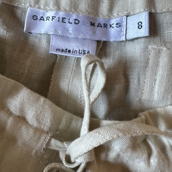 Garfield Marks 100% Linen Size 8 Natural Cropped Pants Drawstring Cropped - Picture 6 of 9